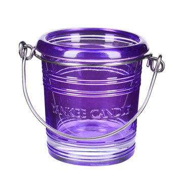 Yankee Candle violetinė stiklinė žvakidė su rankenėle