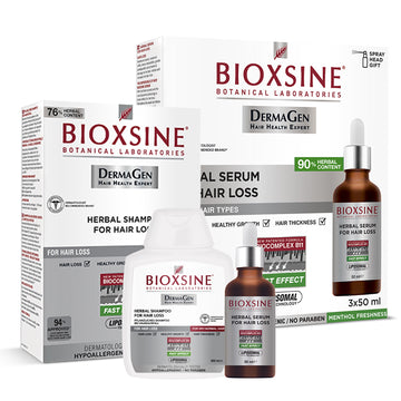 BIOXSINE rinkinys nuo plaukų slinkimo: Bioxsine serumas 3x50ml + šampūnas 300ml