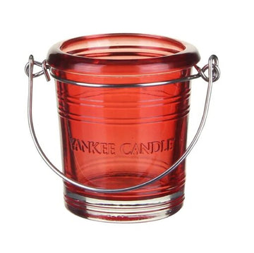 Yankee Candle raudona stiklinė žvakidė su rankenėle