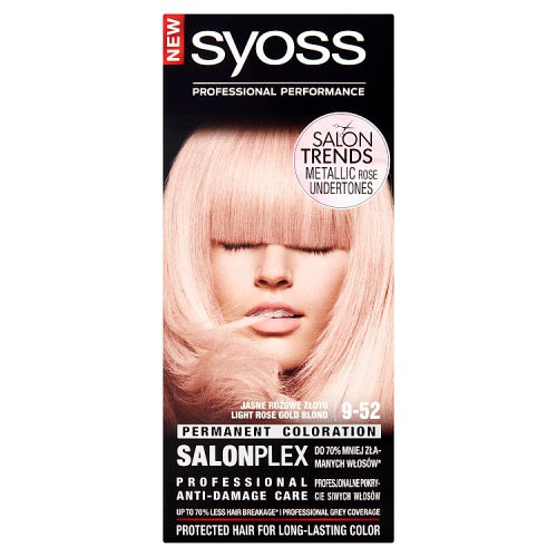Syoss SalonPlex Salon Trends plaukų dažai 9-52 Light Rose Gold Blonde 9-52 Różowy Blond