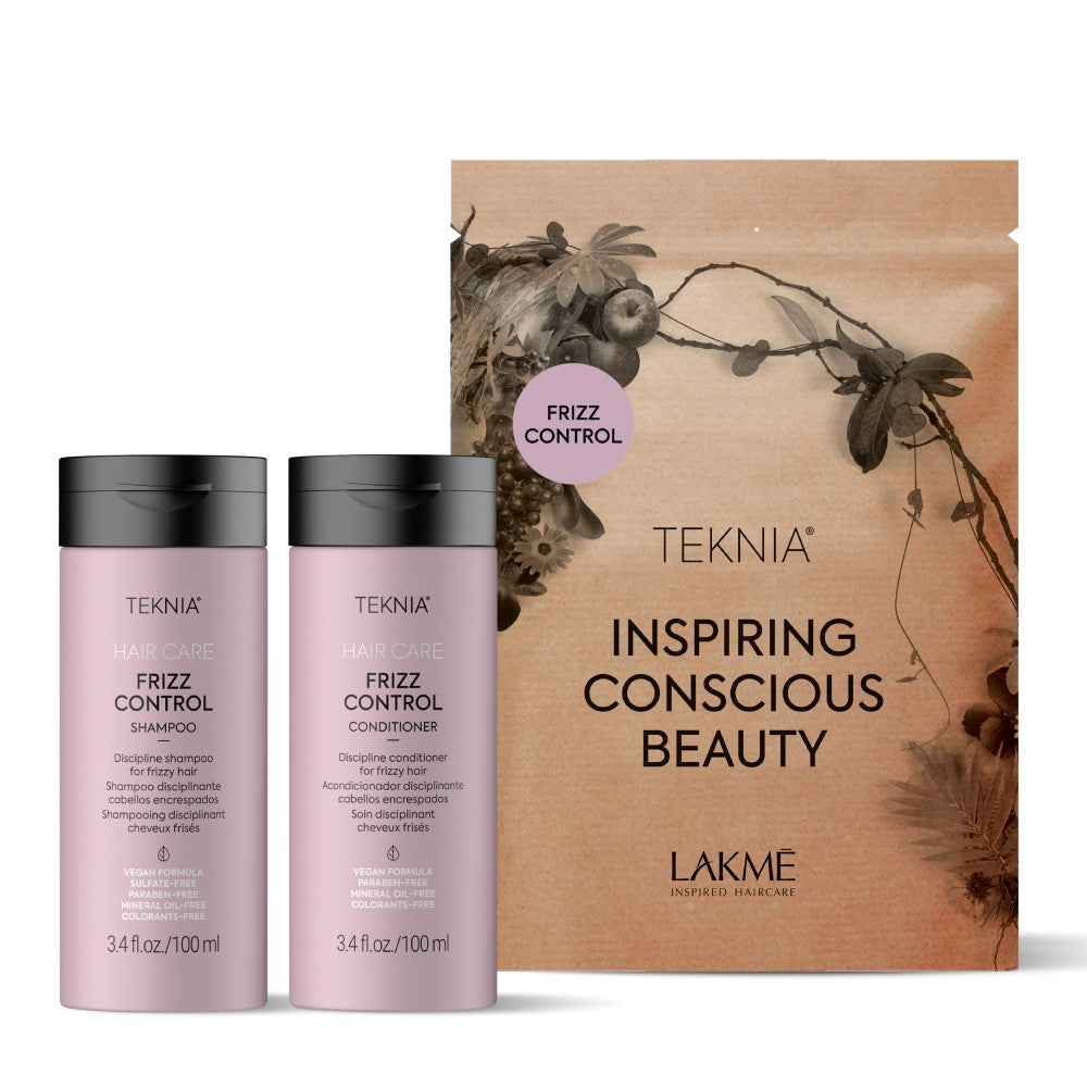 Lakme Teknia Frizz Control plaukų priežiūros rinkinys: šampūnas 100ml + kondicionierius 100ml