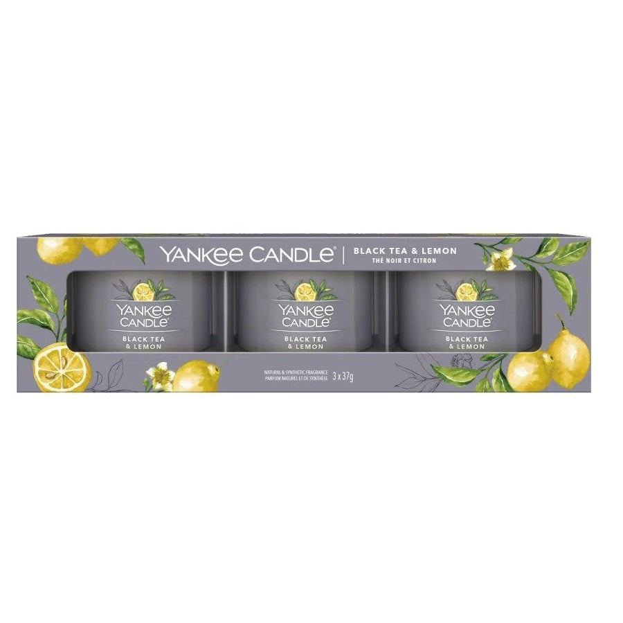 Yankee Candle Black Tea & Lemon mini kvapiosios žvakės 3x37g