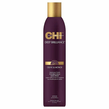 CHI Deep Brilliance Olive & Monoi lanksčios fiksacijos plaukų lakas  296ml