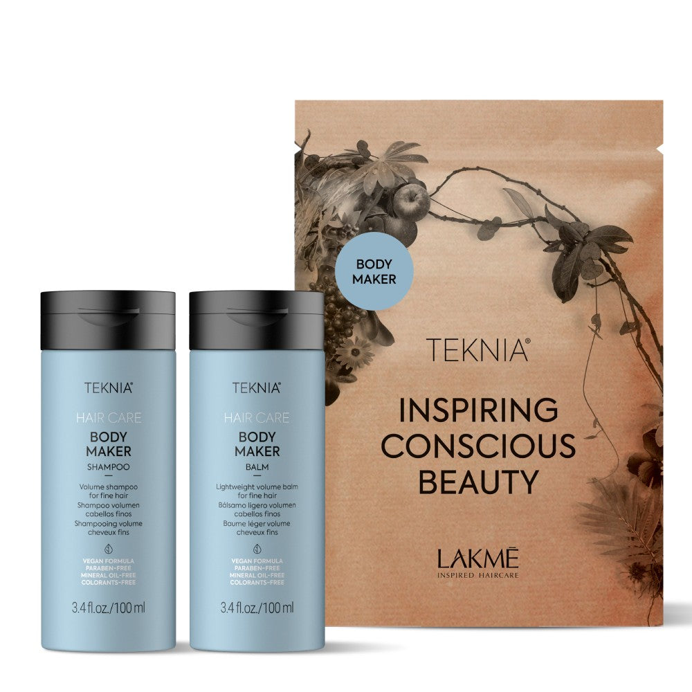 Lakme Teknia Body Maker plaukų priežiūros rinkinys: šampūnas 100ml + balzamas 100ml