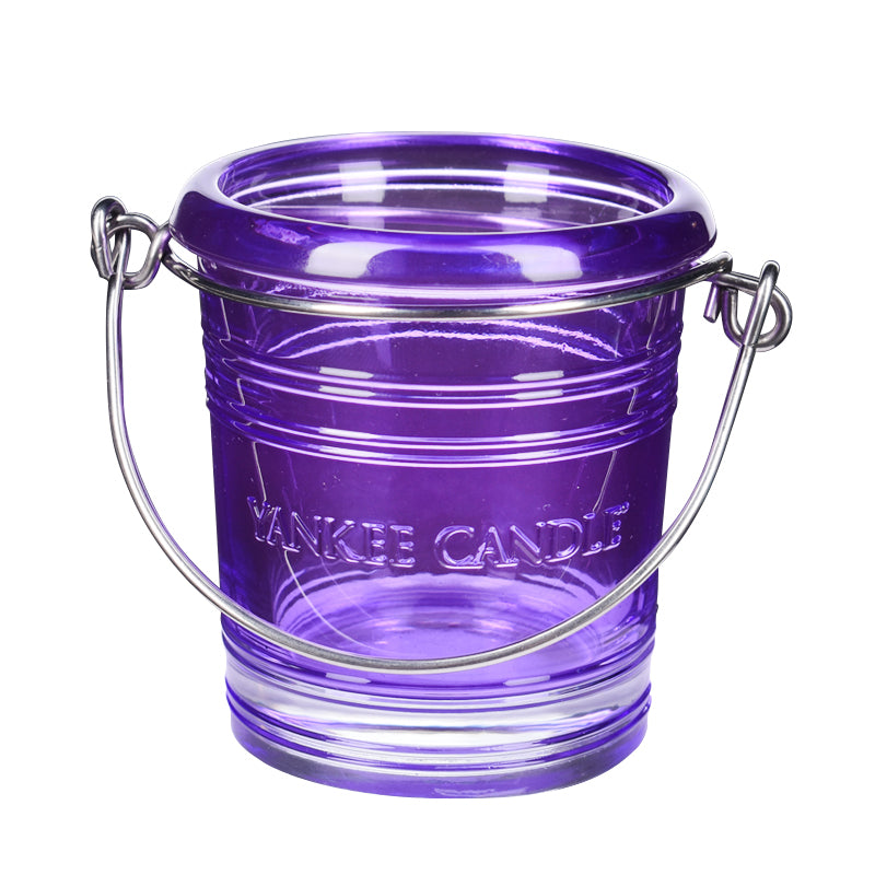 Yankee Candle violetinė stiklinė žvakidė su rankenėle