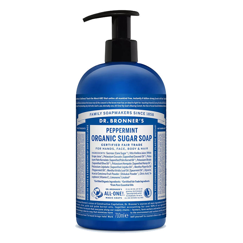 Dr. Bronner's ekologiškas cukraus muilas Peppermint 710ml