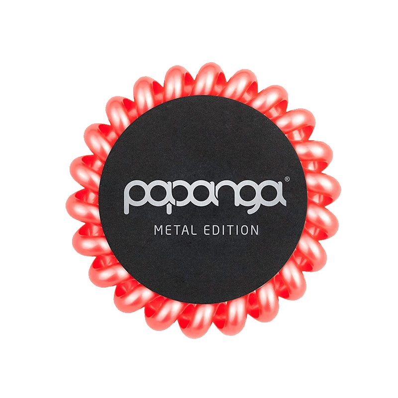 Papanga Metal didelė spiralinė plaukų gumytė Metallic Coral