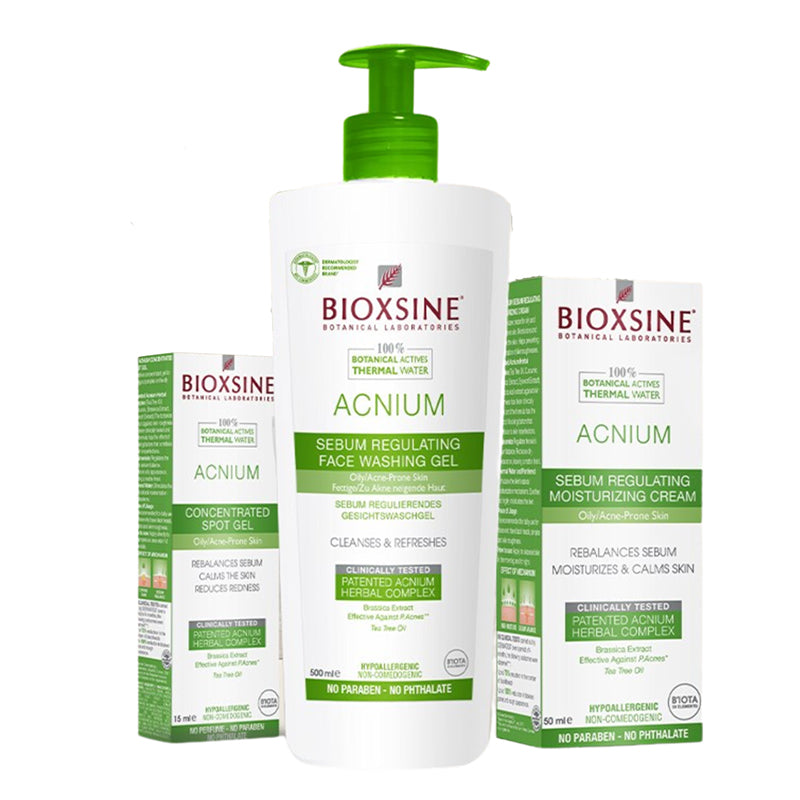 BIOXSINE Acnium veido priežiūros rinkinys probleminei odai 500ml