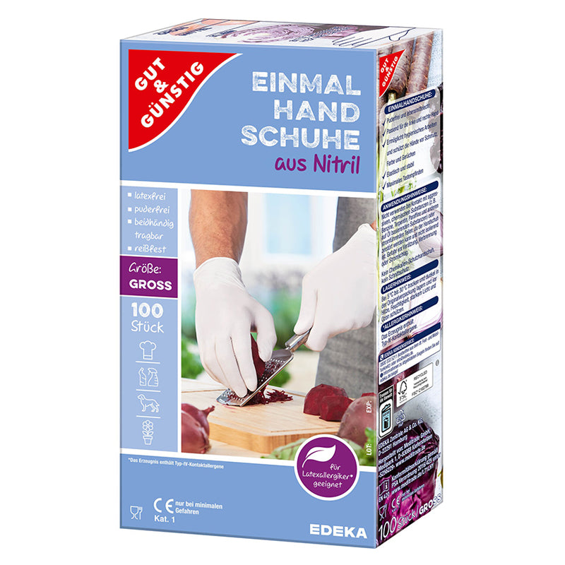 Edeka nitrilinės pirštinės White Large 100vnt.