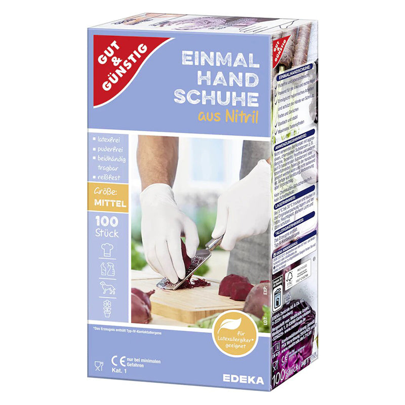 Edeka nitrilinės pirštinės White Medium 100vnt.